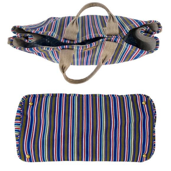 Prada Striped Canapa Tote Bag - Picture 5 of 9